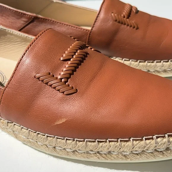 Tod’s Light Brown Leather Whipstitched Espadrilles